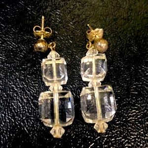 Antique sterling silver and crystal earrings.